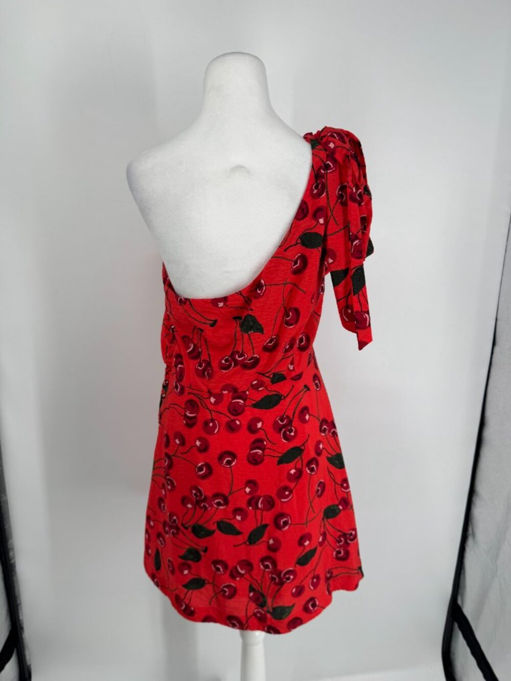 Maeve Red Cherry-Print One-Shoulder Mini Dress - Picture 8 of 14
